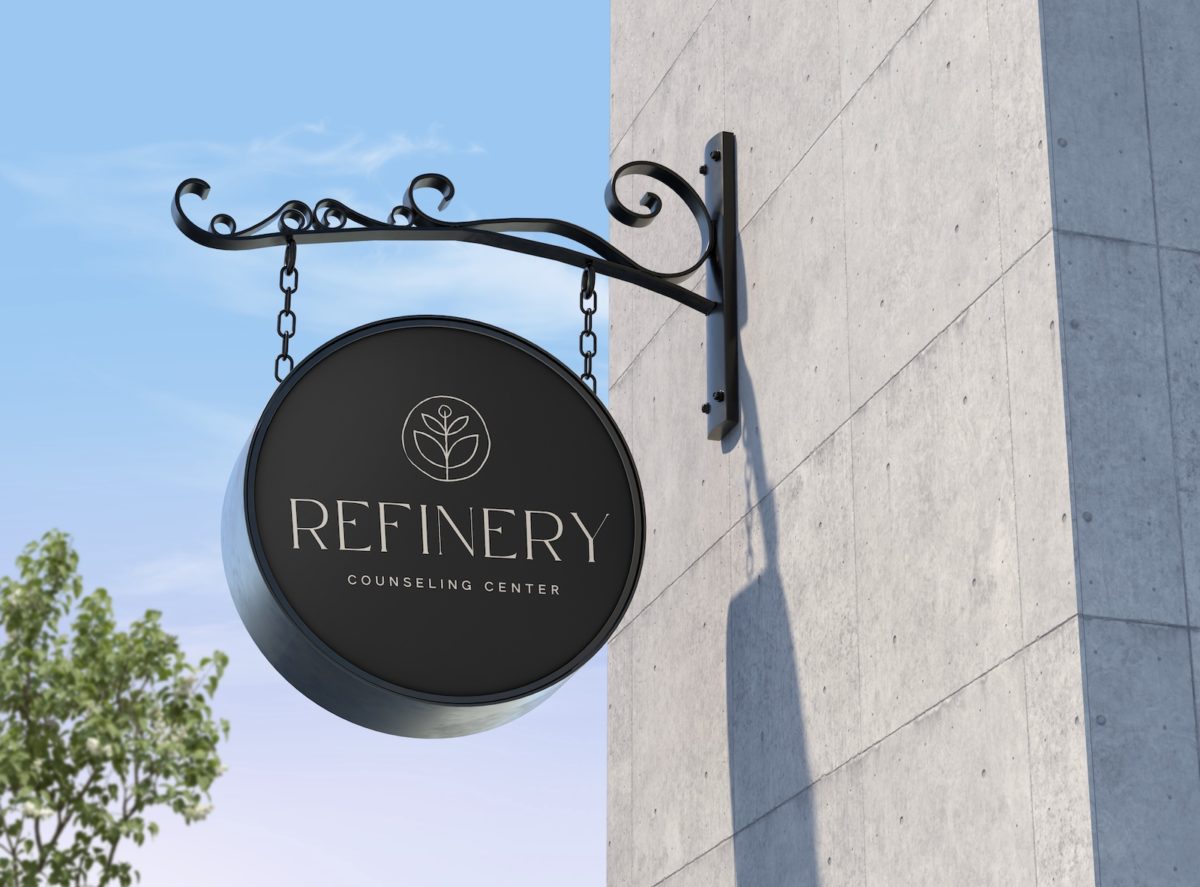 Refinery Counseling outdoor sign on building